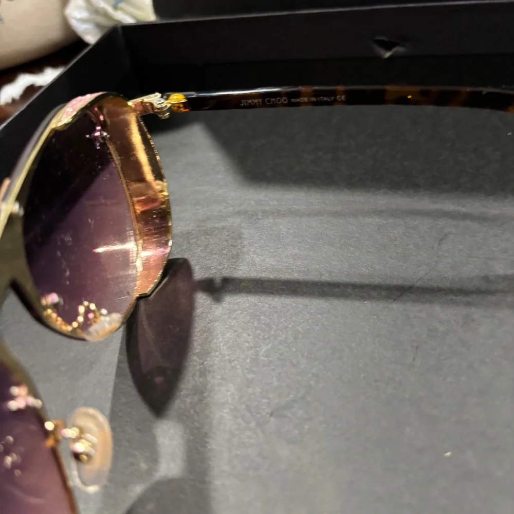 Jimmy Choo Gradient Purple Aviator Sunglasses with Gold Accents - Picture 5 of 8